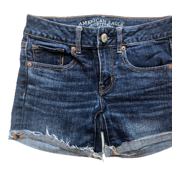 American Eagle Dark Wash Midi Jean Shorts - Picture 1 of 4